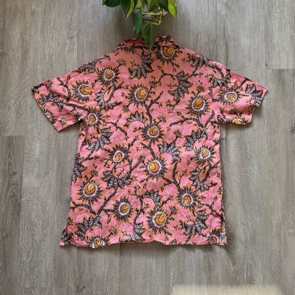 A.L.C Sterling Button Front Pink Orange Short Sleeve Top - Picture 5 of 5